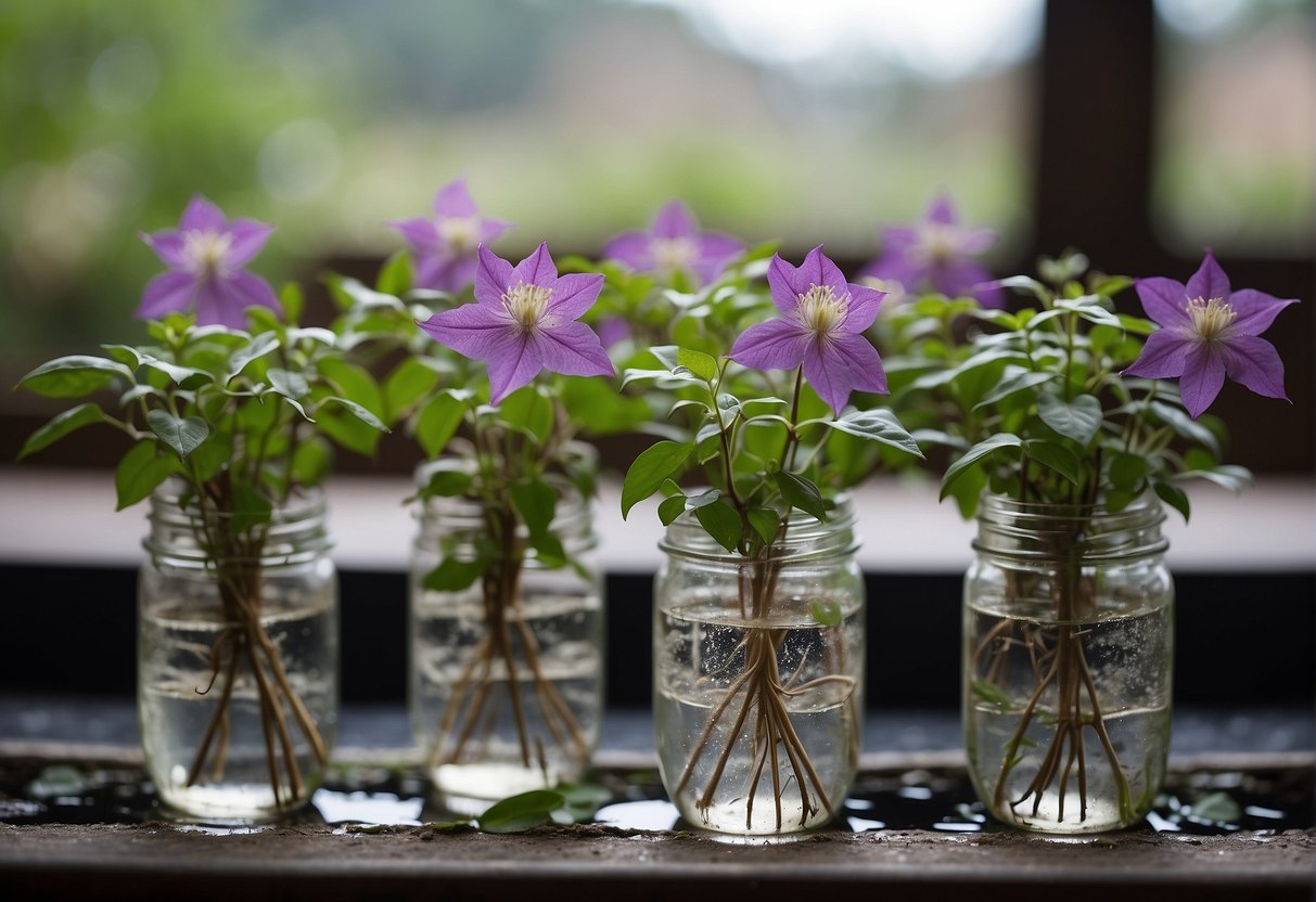 Clematis cuttings stekken seed propagation propagate laten pushing compost wortelen goed stekjes stap duw voorzichtig pot